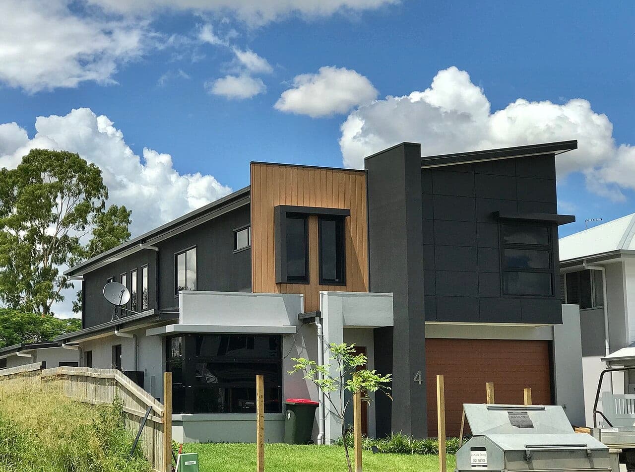 Contemporary two-storey house with a flat roof